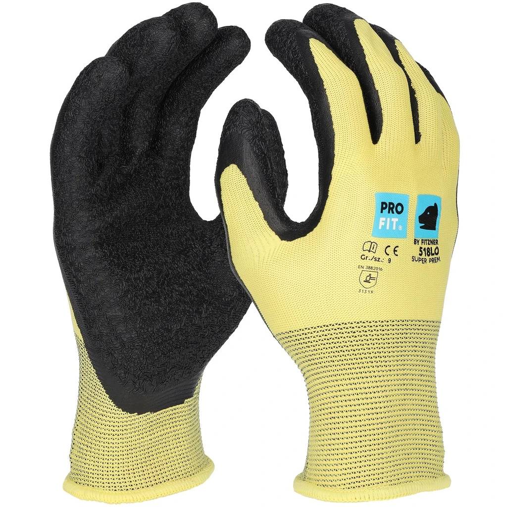 [518LO-7] Latex Handschuhe, "Super prem", gelb/schwarz (7)
