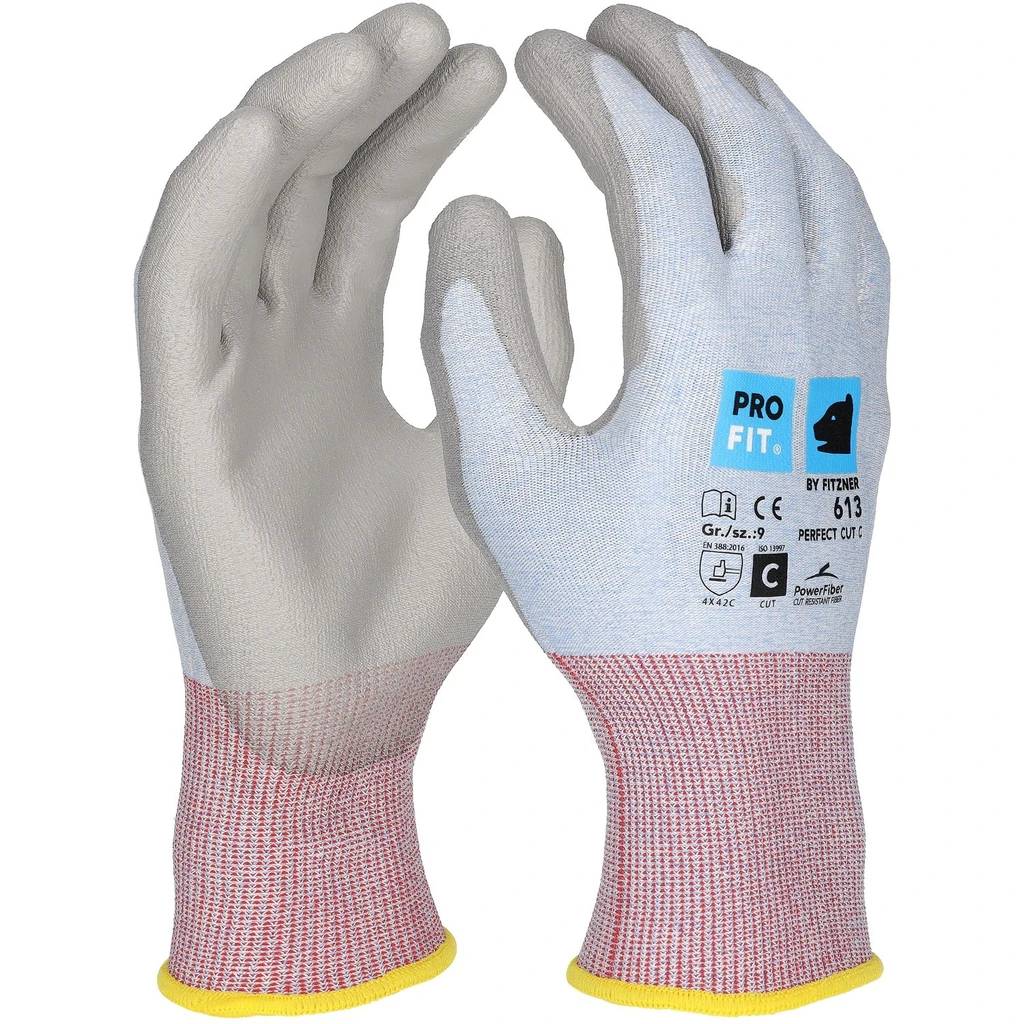 [A52527-6] PU Schnittschutzhandschuh "Perfect Cut C", hellblau/grau (6)