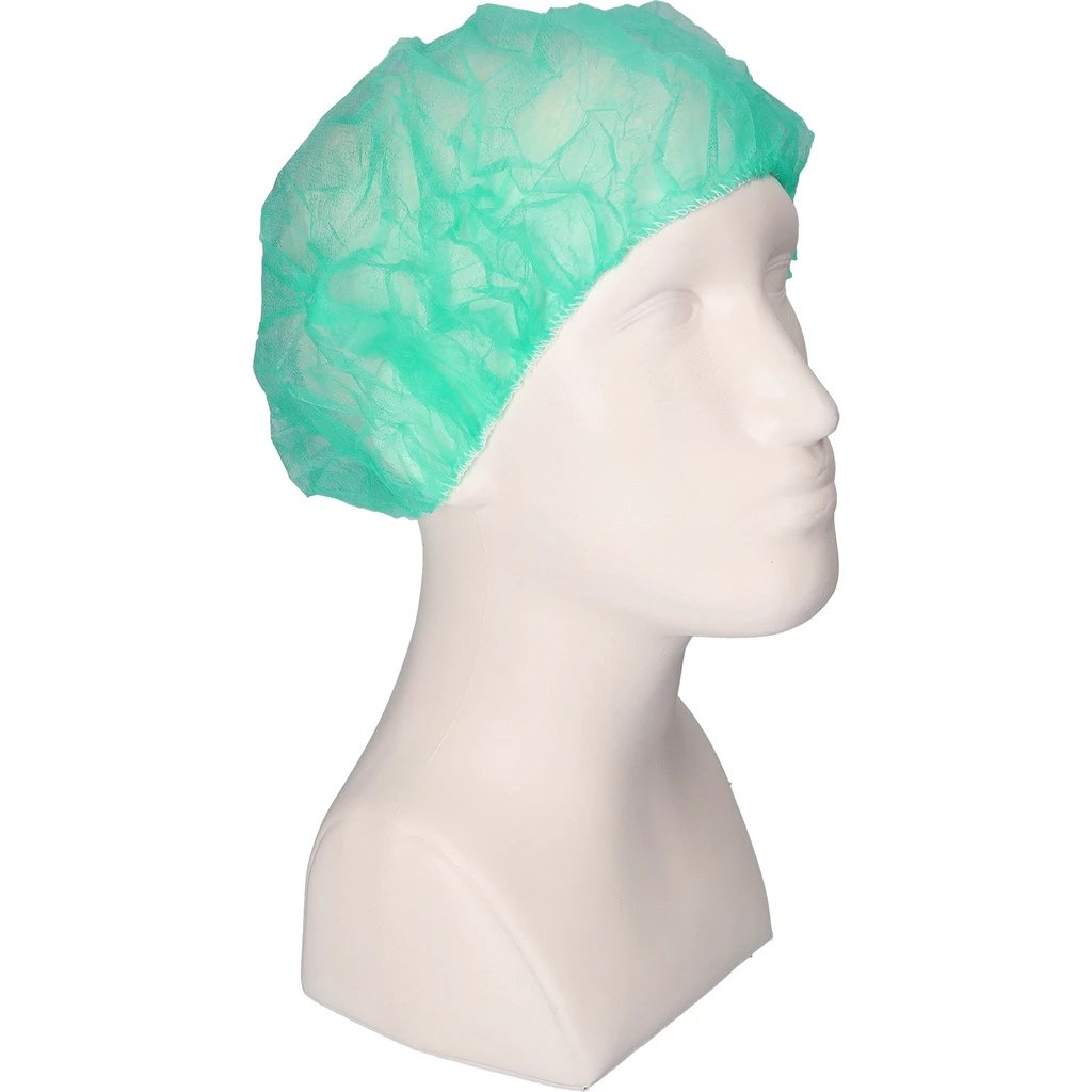 PP-Baretthaube Grün, ca. 53cm, 1 Pack =100 St., Cat. I
