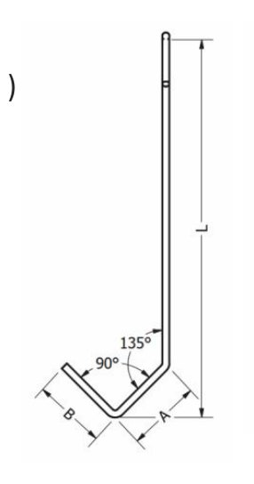 [EV20 100x1,5 90°] Standardhaken Typ EV20 (100 mm, 1.5 mm)