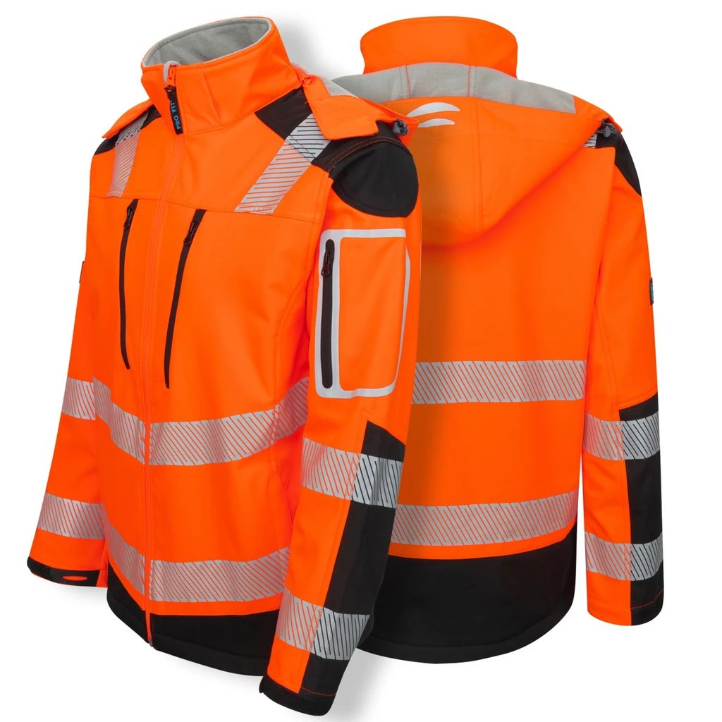 Warnschutz Softshelljacke, neonorange/schwarz