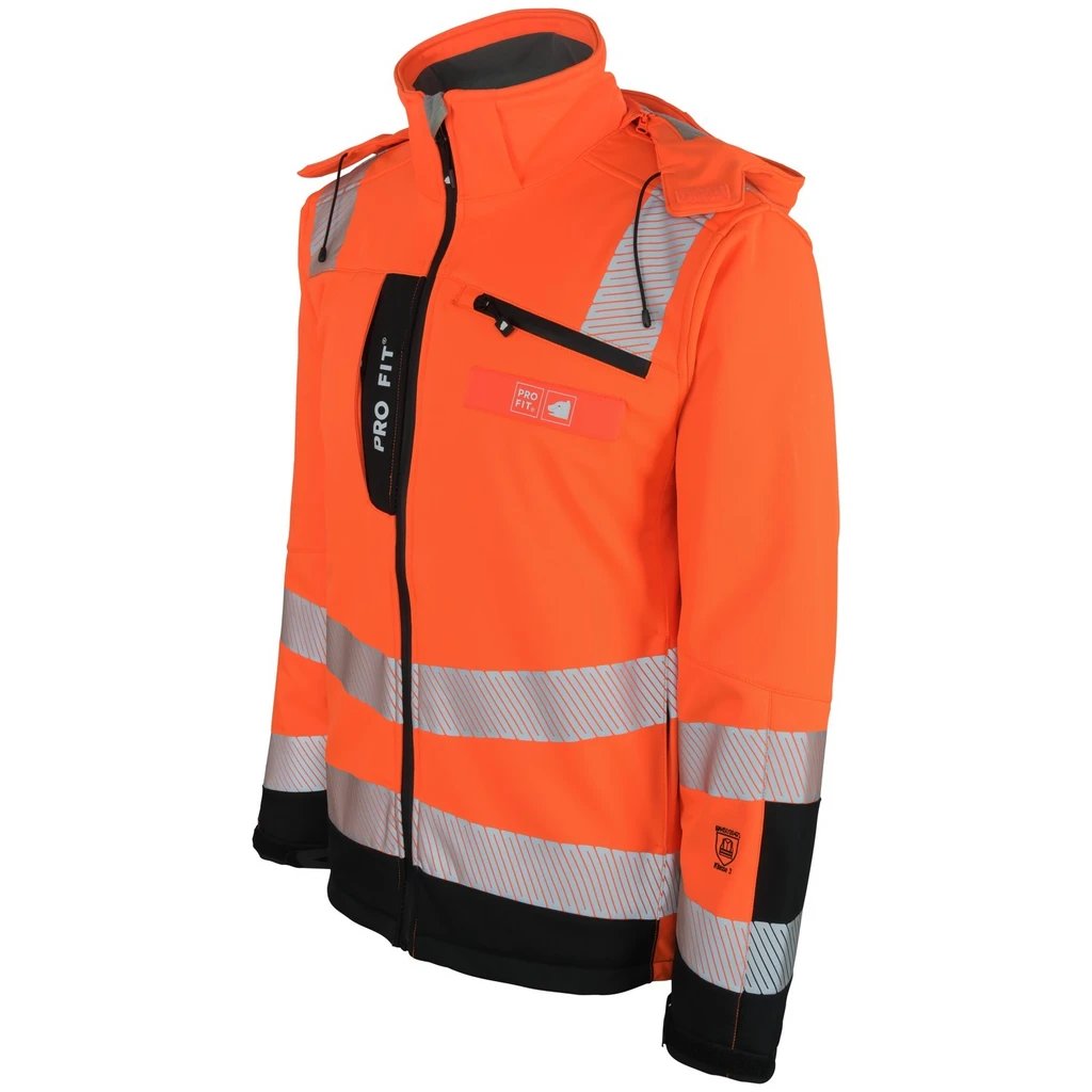 [9844-M] Winter Warnschutz-Softshelljacke, neonorange / schwarz (M)