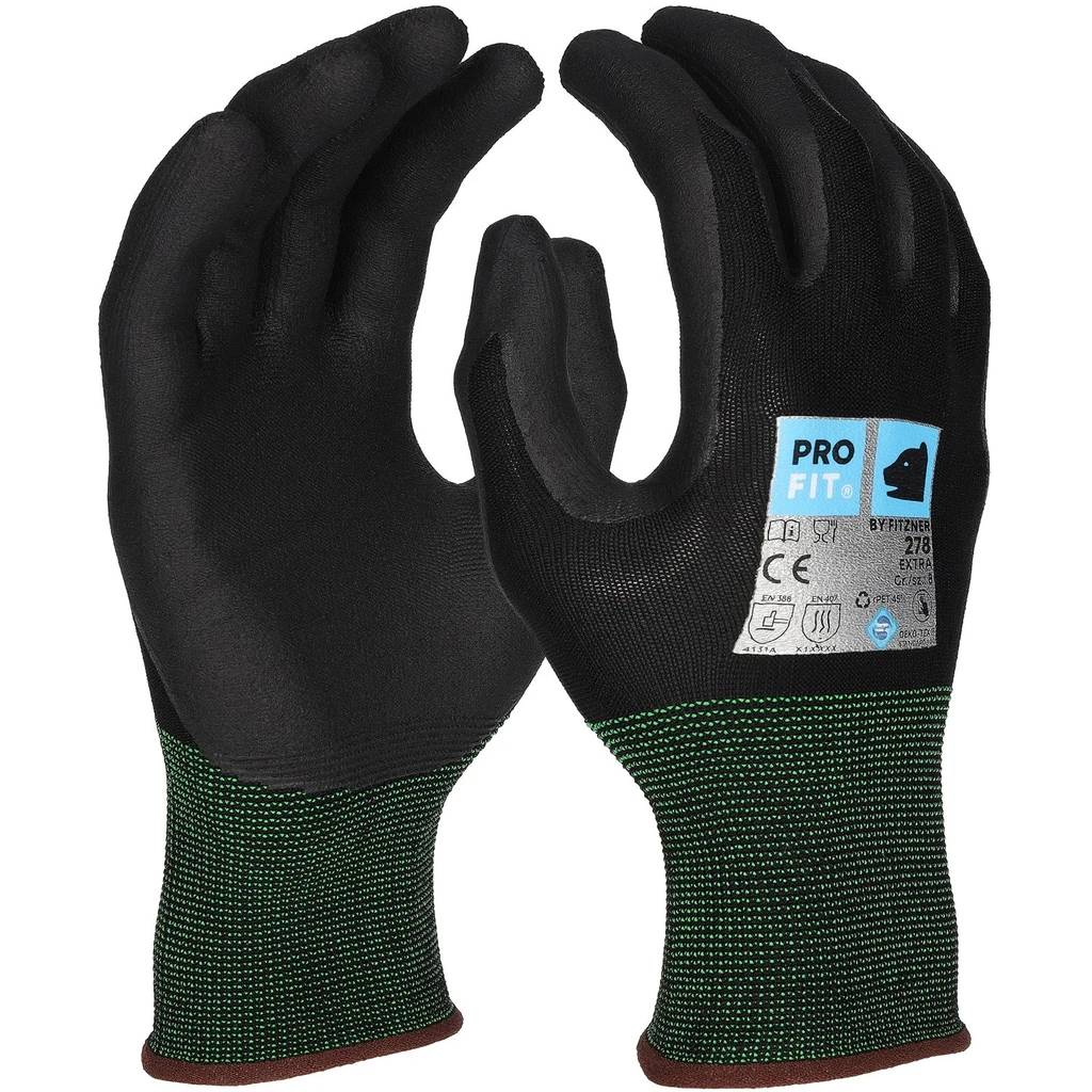 [278-6] Nitril Handschuhe "Extra", Nitrilschaum, schwarz/schwarz 6 (6)