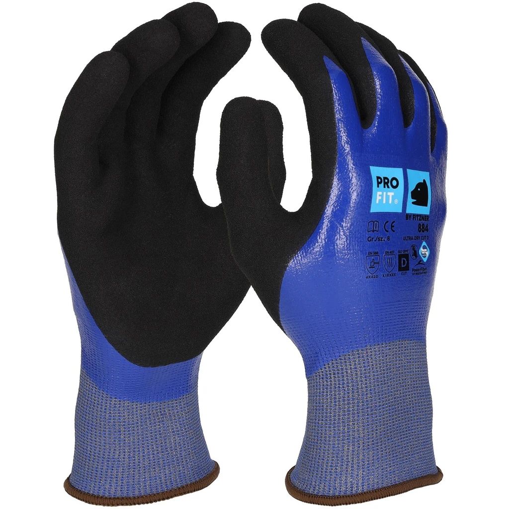 [884-8] Nitril Schnittschutzhandschuh "Ultra Dry Cut D", blau 9 (8)