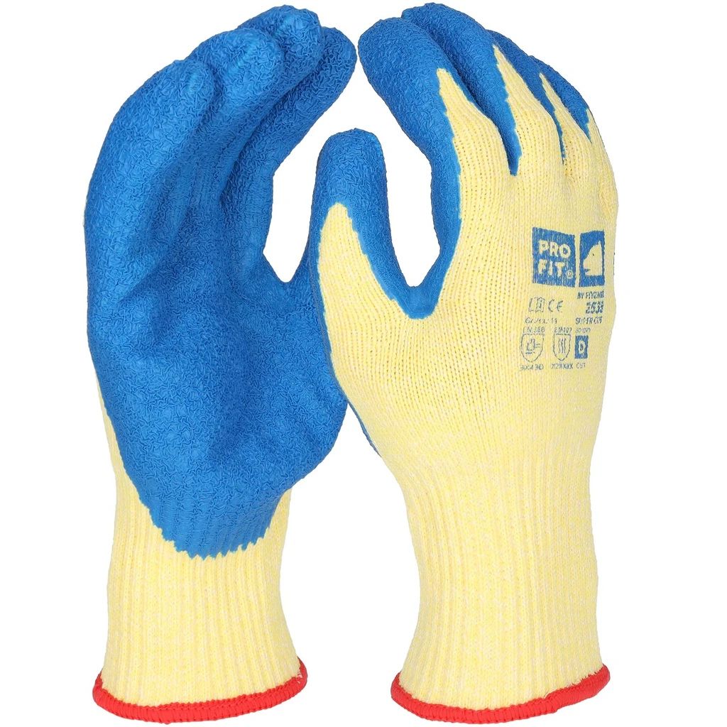 [2535-8] Latex Schnittschutzhandschuh "Super Cut D", Level D, gelb/blau 11 (8)