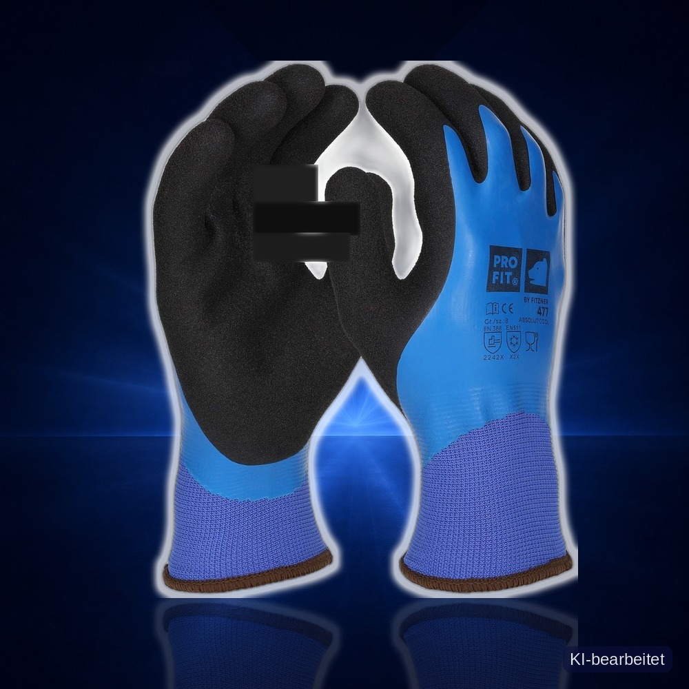 [477-7] Winter Arbeitshandschuhe "Absolut Cool", Latex, blau/schwarz (7)