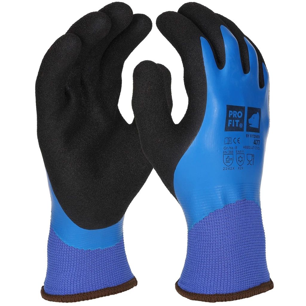 [477-7] Winter Arbeitshandschuhe "Absolut Cool", Latex, blau/schwarz 8 (7)