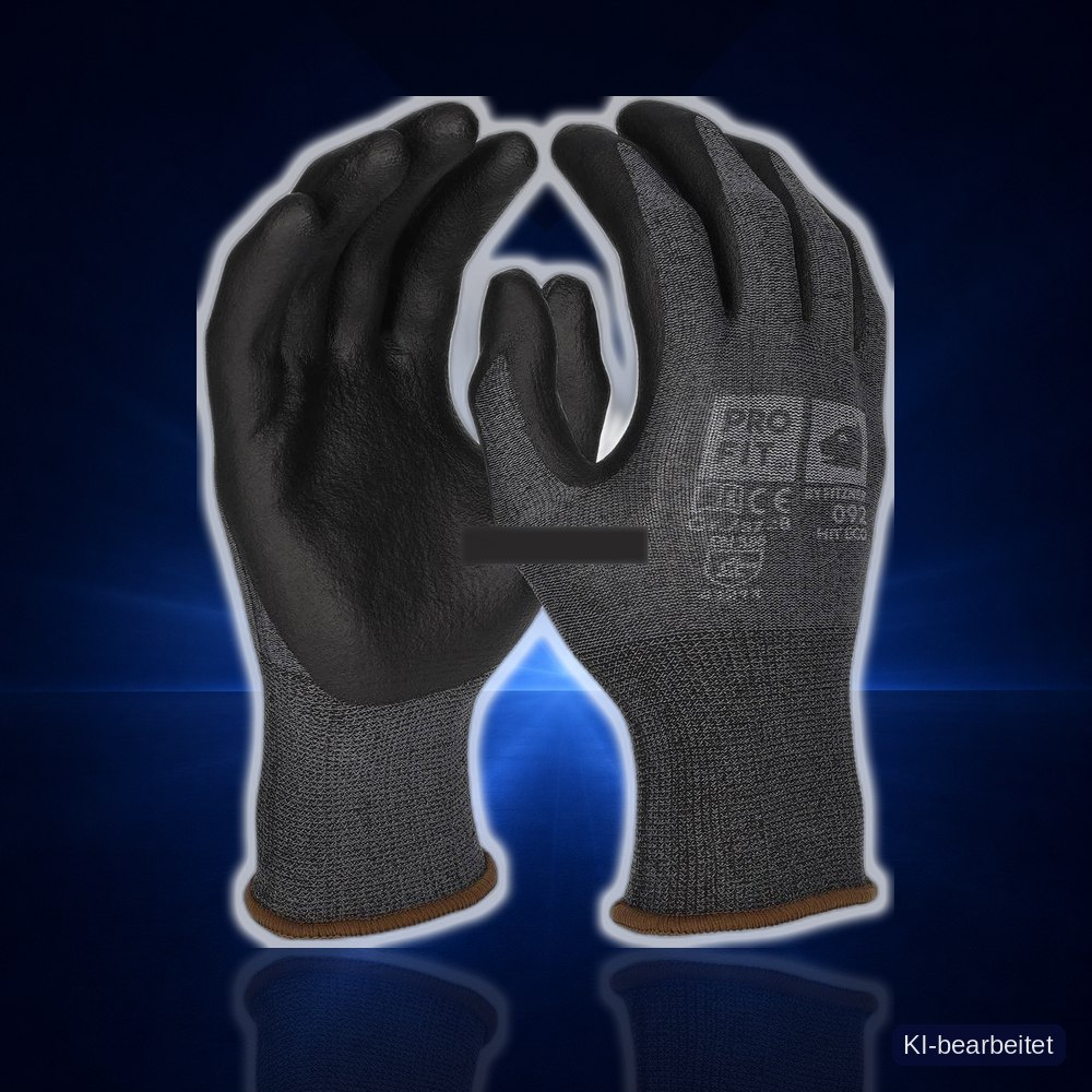 [092-8] Nitril Handschuhe, Nitrilschaum, grau/schwarz (8)