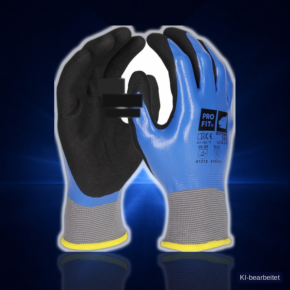 [395-7] Nitril Handschuhe, "Ultra Dry", 2fach Tauchung, blau/grau (7)