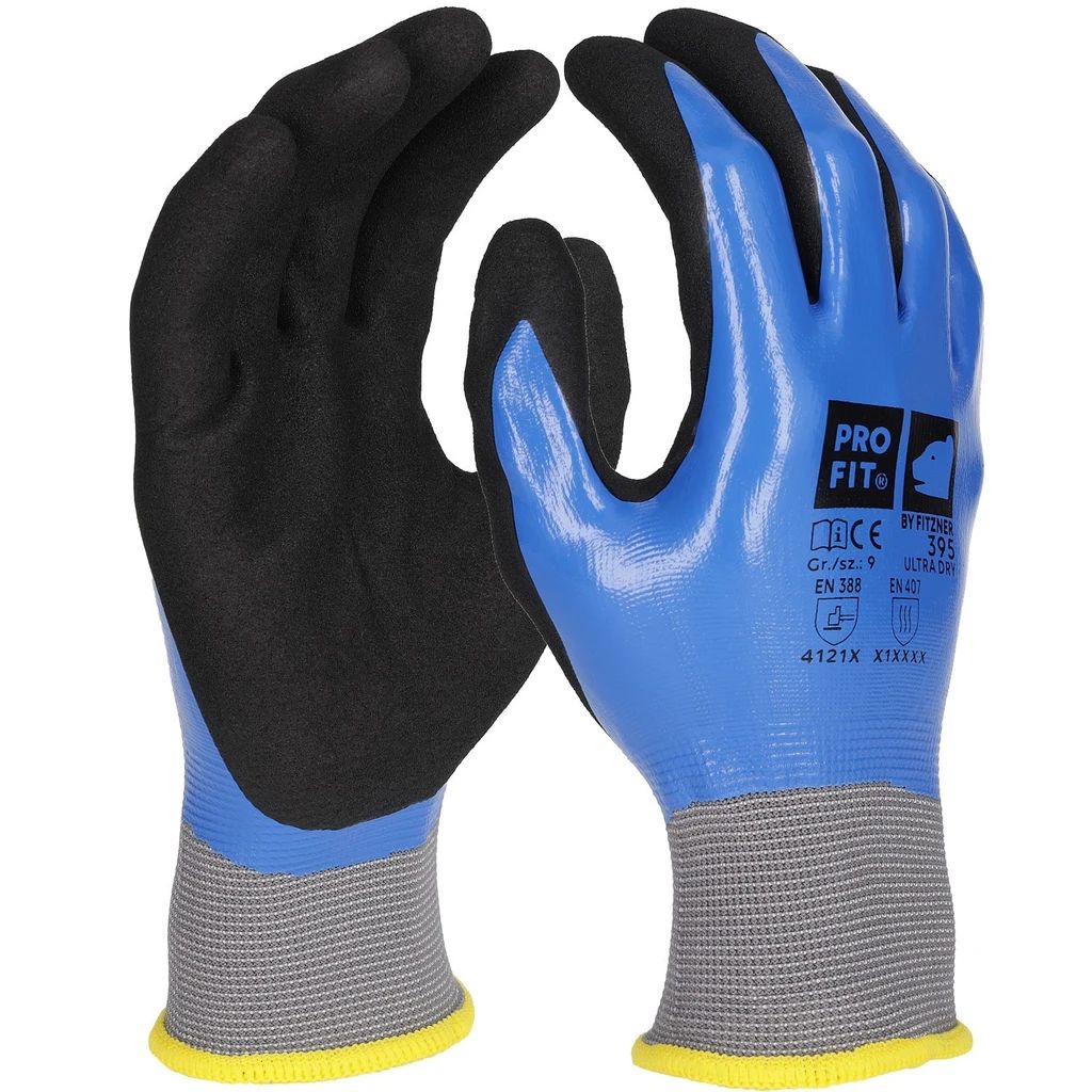 [395-7] Nitril Handschuhe, "Ultra Dry", 2fach Tauchung, blau/grau 9 (7)
