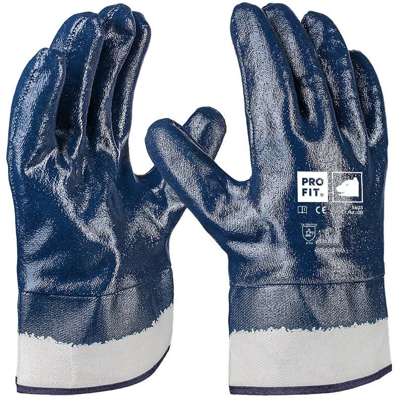 [5604-9] Nitril Handschuhe, "Mega dry", blau, vollgetaucht, Stulpe (9)