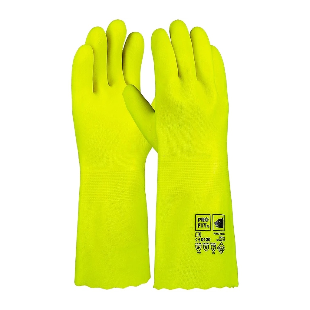 [582113] PVC Chemikalienschutzhandschuhe "Pirat Neon", 35 cm, geraut 10