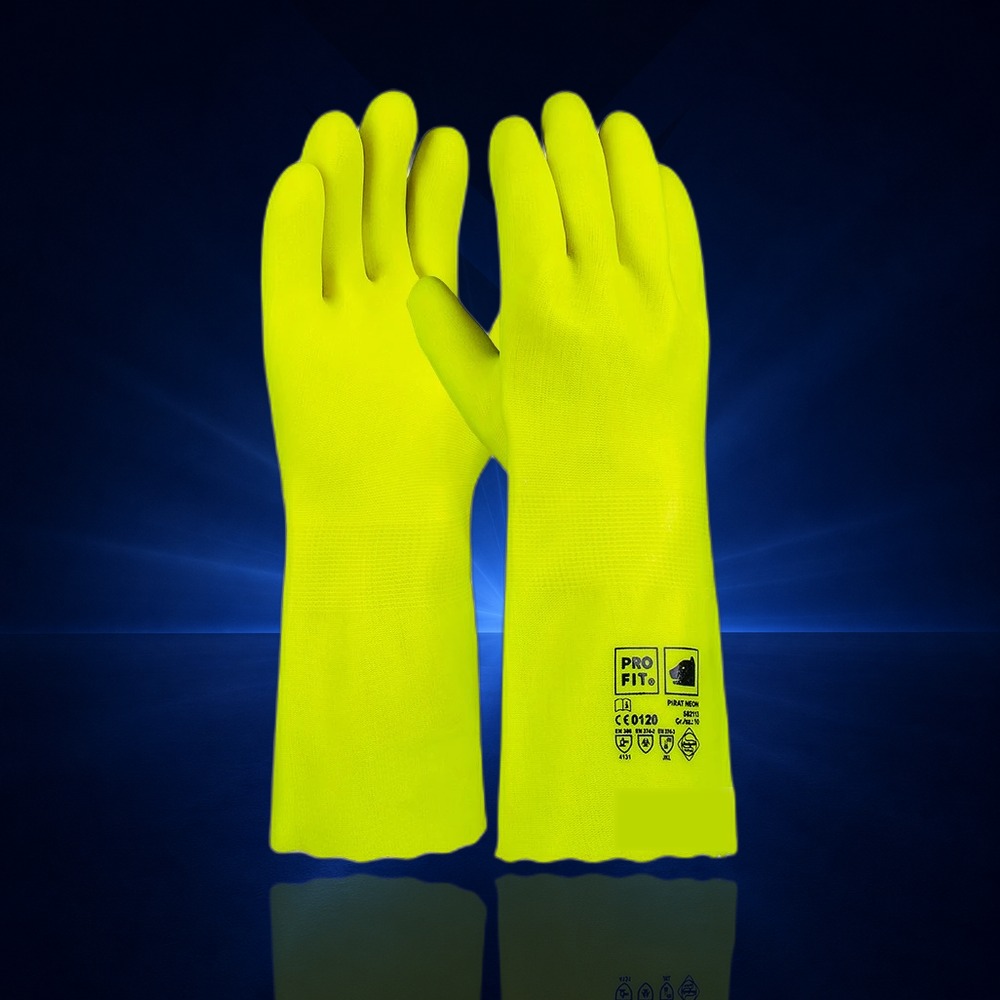 [582113] PVC Chemikalienschutzhandschuhe "Pirat Neon", 35 cm, geraut 10