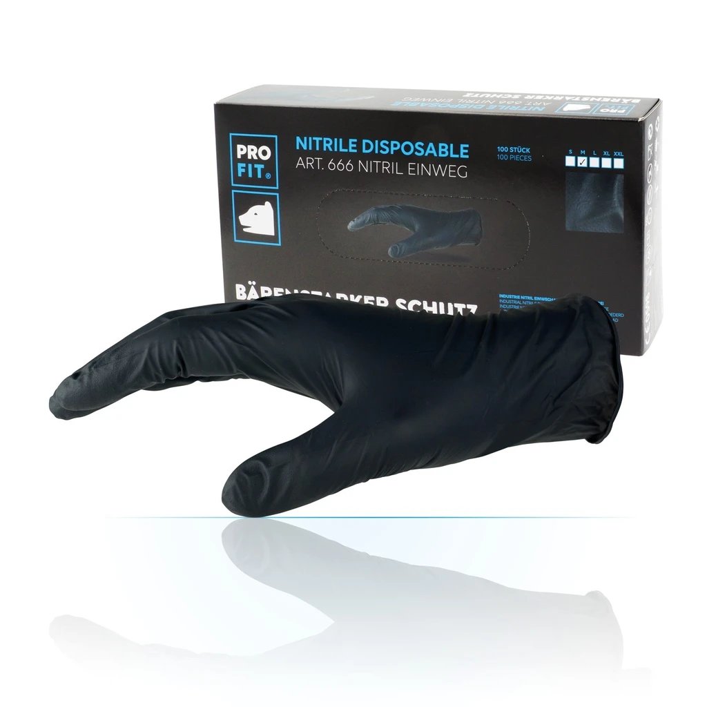 [666-L/9] Nitril Einweghandschuhe, 24 cm, schwarz, 100 St. (L/9)