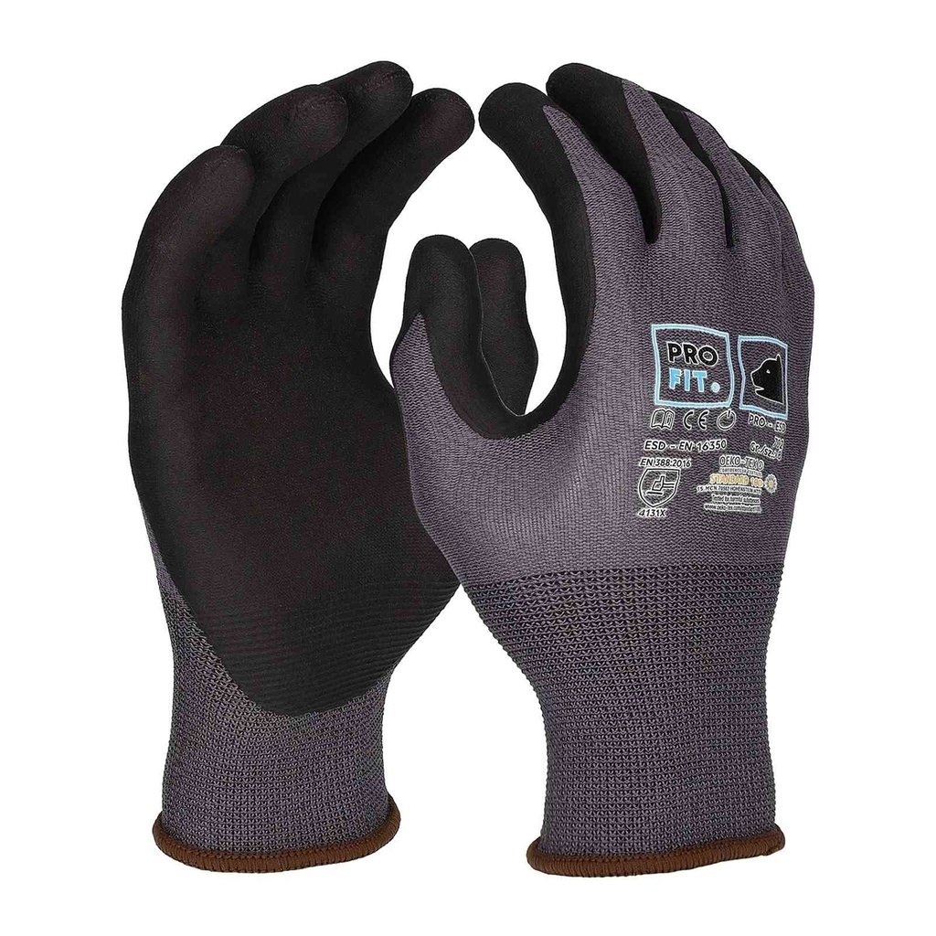 [702-6] Nitril Handschuhe, "PRO ESD", grau/schwarz, ESD - EN 16350 (6)