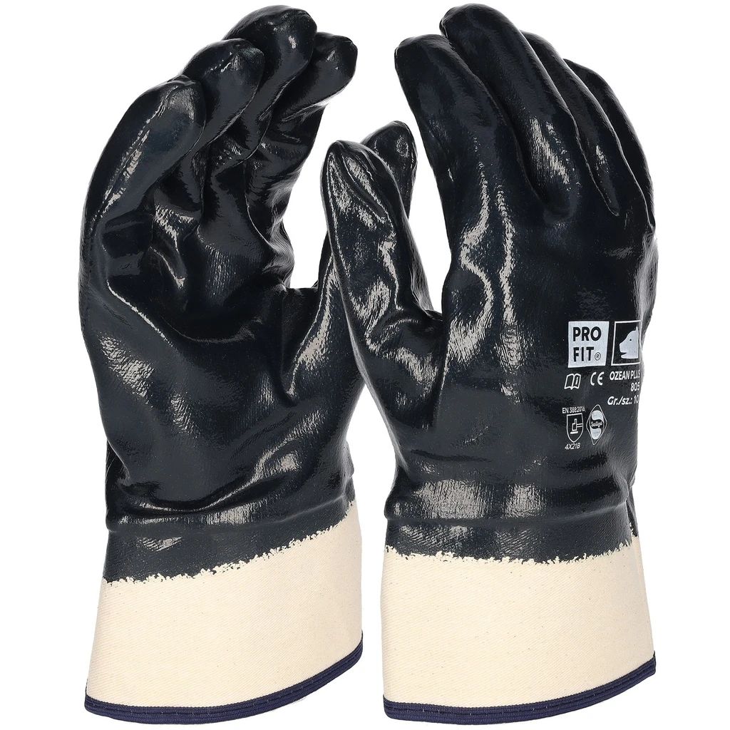 [805] Nitril Handschuhe, "Mega Prem Dry", blau, vollgetaucht, Stulpe 10