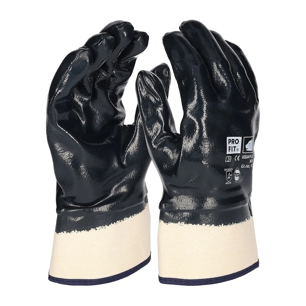 [805] Nitril Handschuhe, "Mega Prem Dry", blau, vollgetaucht, Stulpe 10