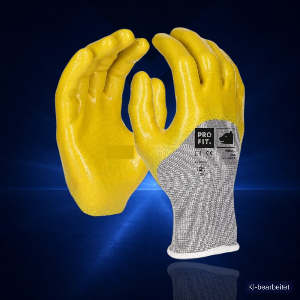 [851-8] Nitril Handschuhe "Wüste", 3/4 beschichtet, gelb, premium (8)