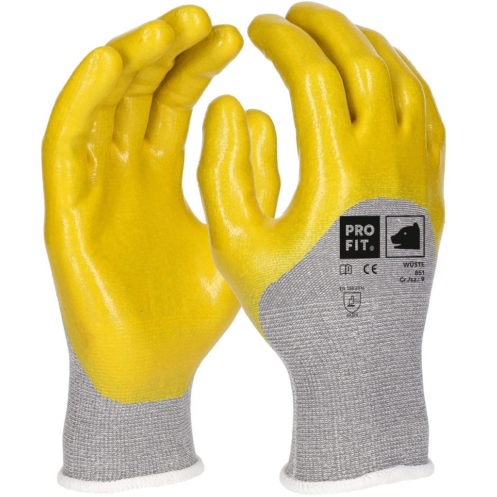 [851-8] Nitril Handschuhe "Wüste", 3/4 beschichtet, gelb, premium 11 (8)
