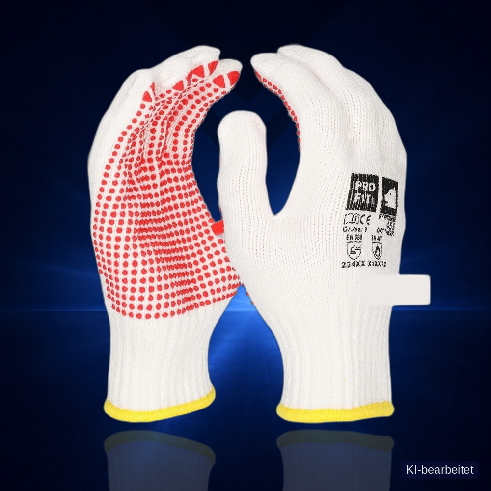 [455-7] Hitzeschutzhandschuh "Dot therm", doppelstrick, weiß, Noppen