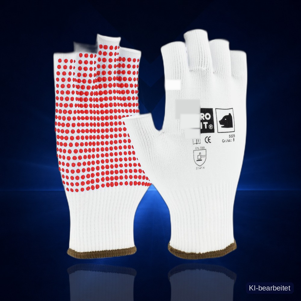 [5025-8] Strickhandschuhe, fein, fingerlos, einseitig Noppen (8)