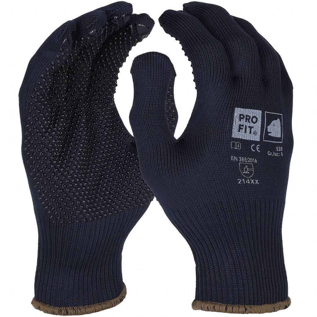 [538-8] Strickhandschuhe "Dot", fein, blau, einseitig Noppen 8 (8)