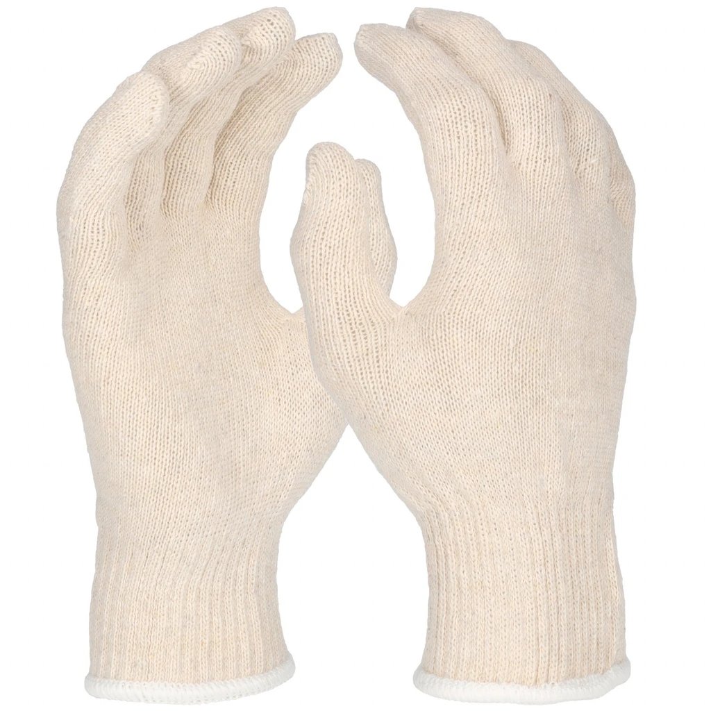 [616171-8] Baumwollhandschuh, Feinstrick, natur, Strickbund 10 (8)