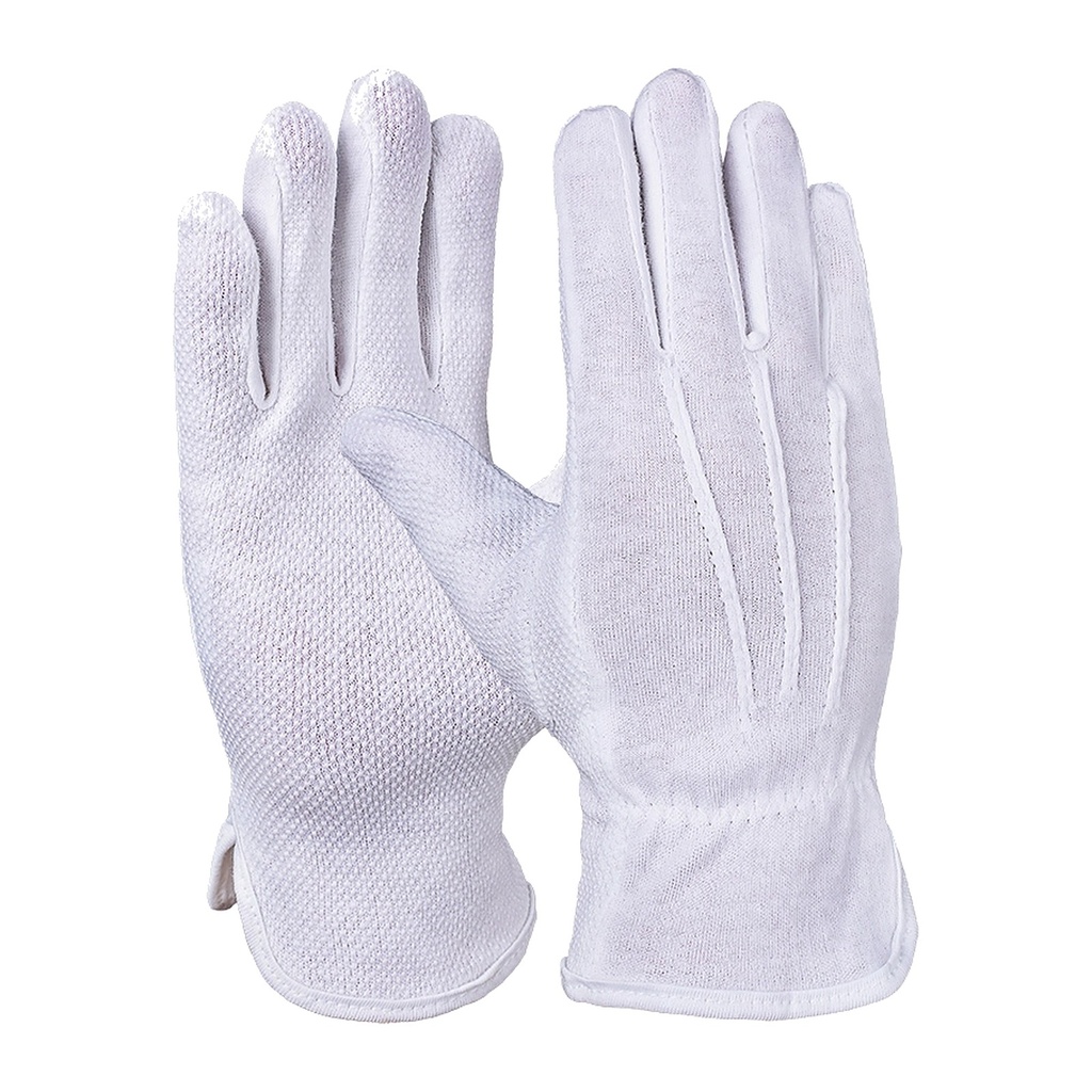 [62915-6] Baumwollhandschuh, Trikot, weiß, Noppen "Mircodots", gesäumt (6)
