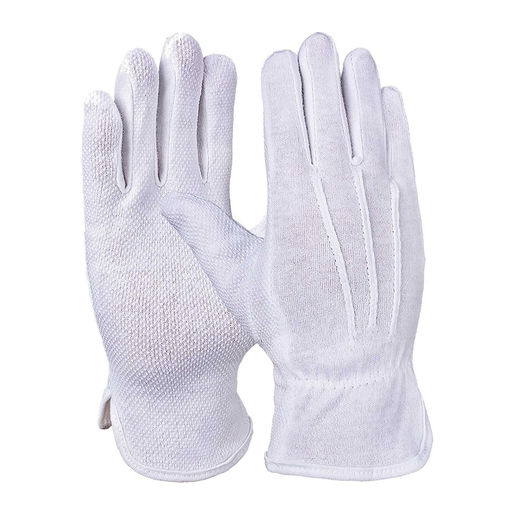 [62915-6] Baumwollhandschuh, Trikot, weiß, Noppen "Mircodots", gesäumt (6)