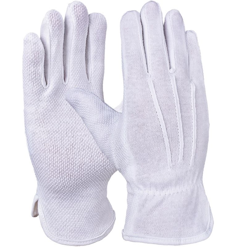 [62915-6] Baumwollhandschuh, Trikot, weiß, Noppen "Mircodots", gesäumt 8 (6)