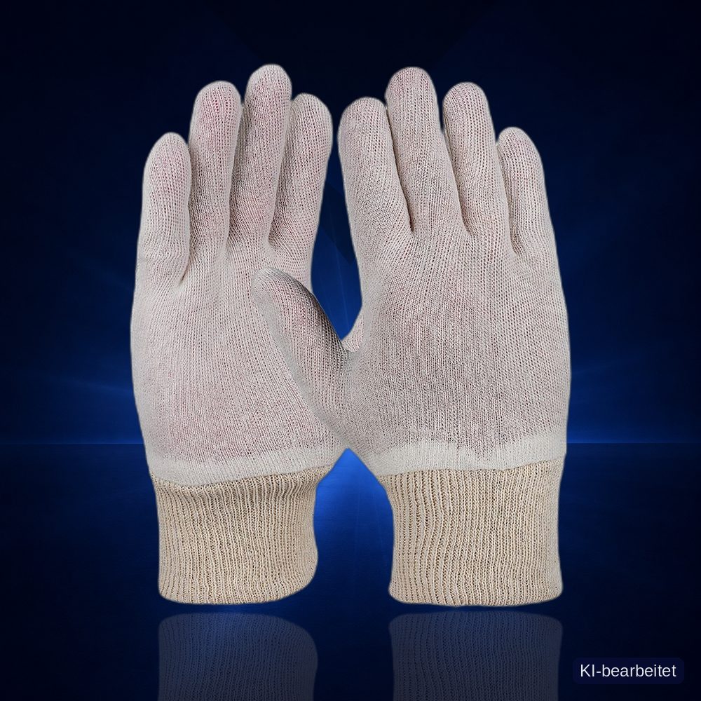 Baumwollhandschuhe, Trikot, natur, Standard, gesäumt