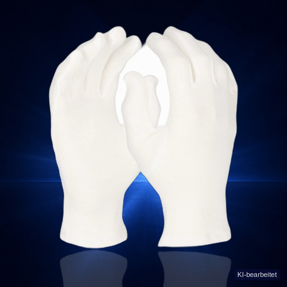 [640174-6] Baumwoll-Trikot-Handschuh, reinweiß, Schichtel, schwere Qualität, gesäumt (6)