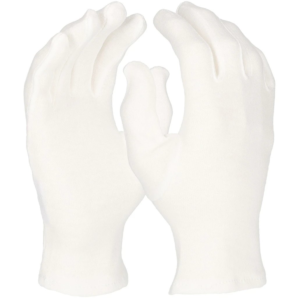 [640174-6] Baumwoll-Trikot-Handschuh, reinweiß, Schichtel, schwere Qualität, gesäumt 9 (6)