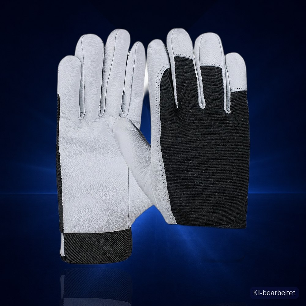 [122-8] Mechanikerhandschuhe Nappaleder, schwarz, Klettverschluss (8)