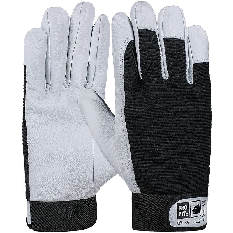 [122-8] Mechanikerhandschuhe Nappaleder, schwarz, Klettverschluss 10 (8)