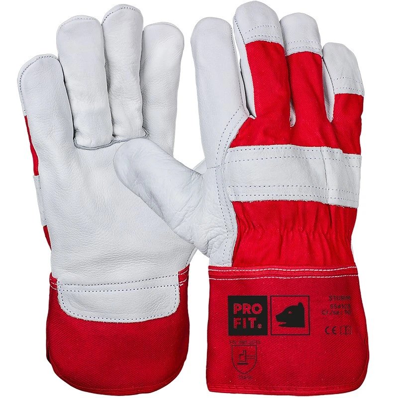 [554123-7] Leder Arbeitshandschuhe, Sturm, komplett-gefüttert, rot (7)