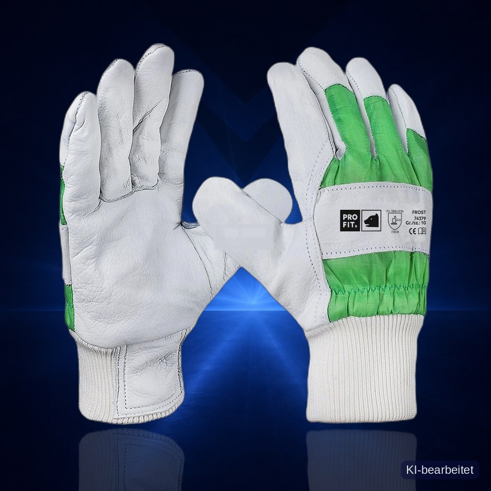 [74379-10] Leder Arbeitshandschuhe "Frost", Strickbund, gefüttert (10)