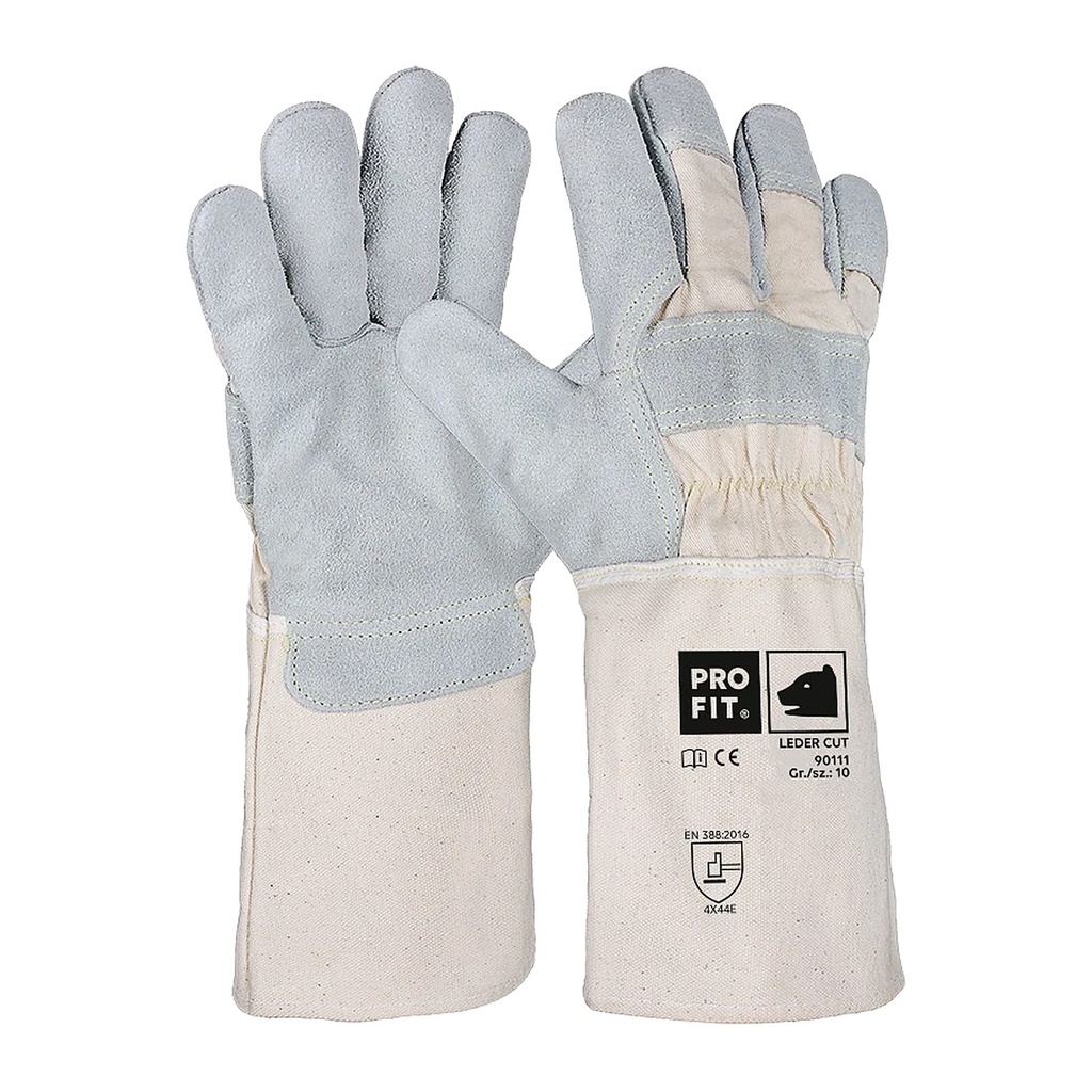 [90111-9] Rindspaltleder Schnittschutzhandschuh, 15 cm Stulpe, Level E (9)