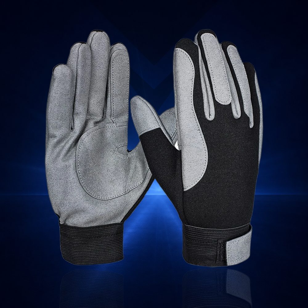 [C938338] Mechaniker Handschuh, mit Klett, grau, schwarz 8