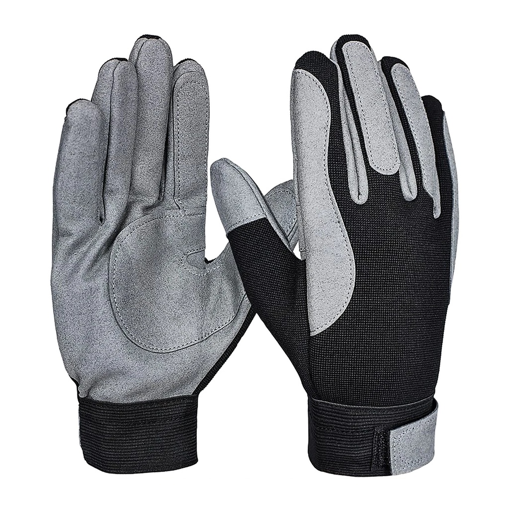 [C938338] Mechaniker Handschuh, mit Klett, grau, schwarz 8