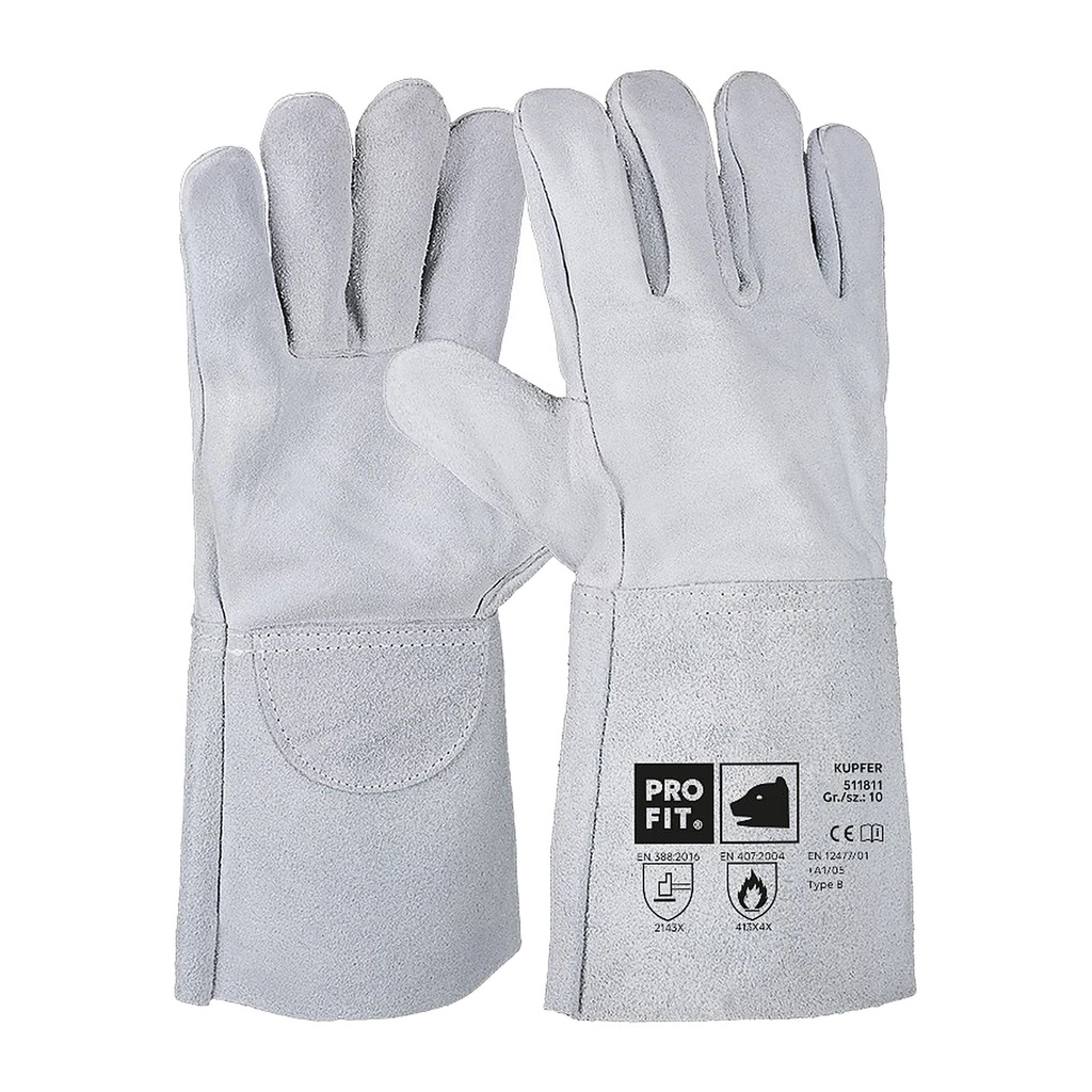 [511811] Schweißerhandschuhe Rindspaltleder, Kupfer, 35 cm