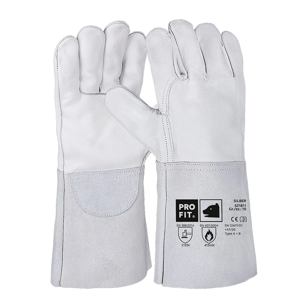 [521811] Schweißerhandschuh Rindvollleder, "Silber", 35 cm 10