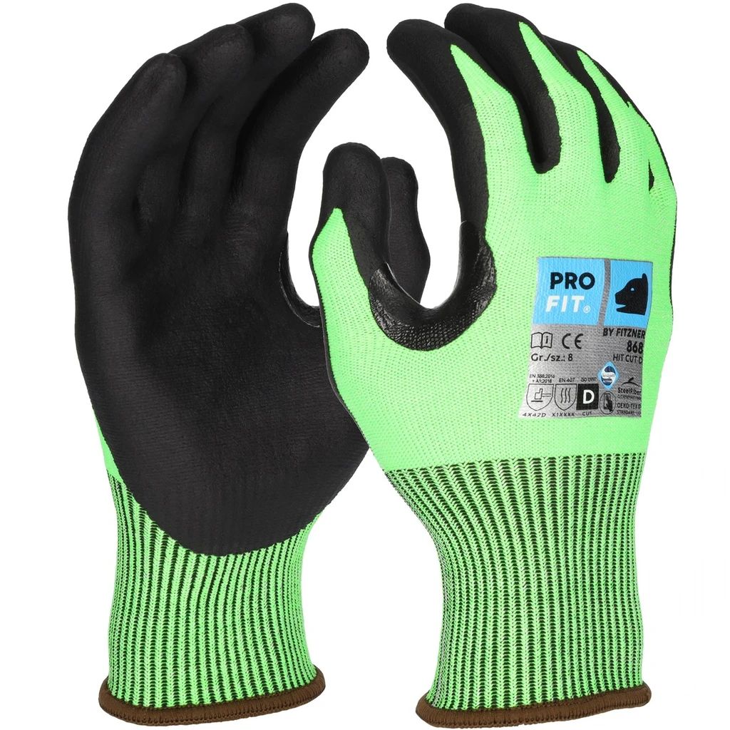 Nitril Schnittschutzhandschuh "Hit Cut C", neongelb/schwarz