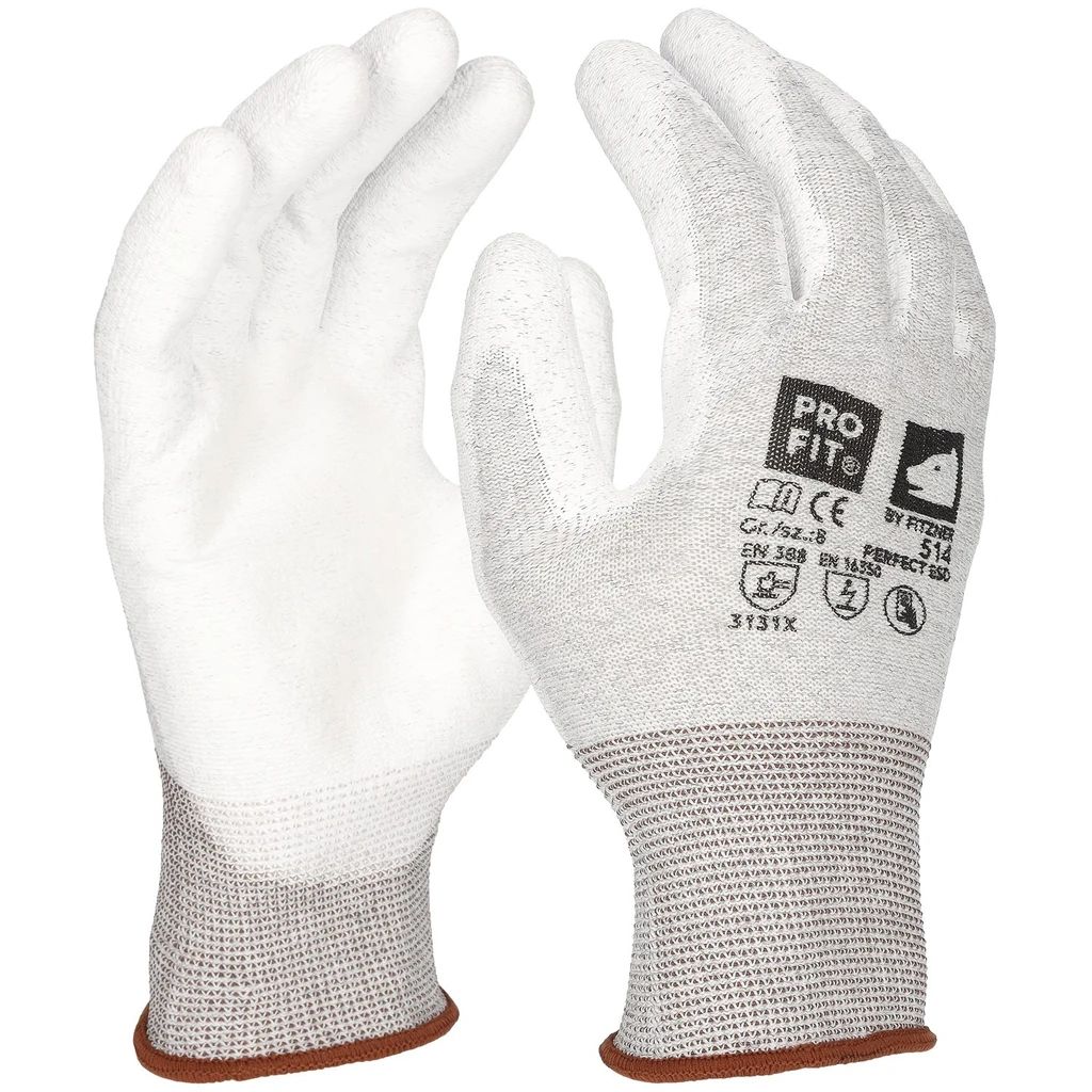 [514-6] ESD Handschuh "Perfect esd", PU beschichtet, weiß (6)