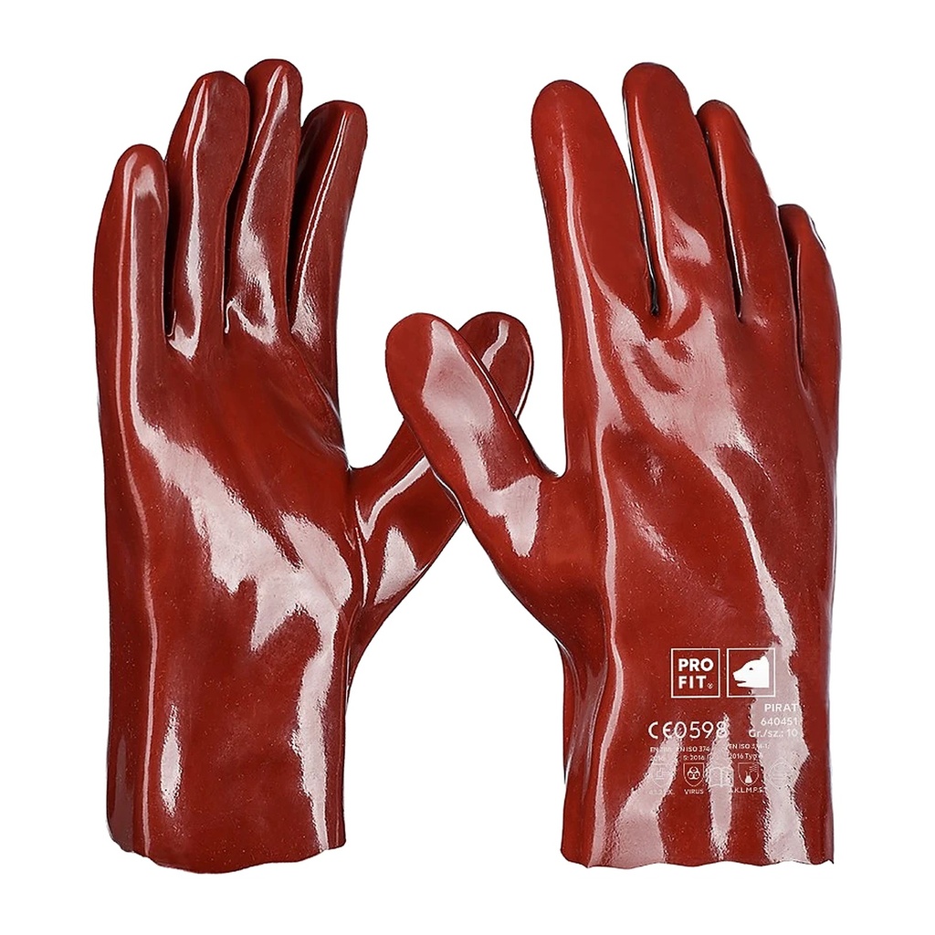 [640451] PVC Chemikalienschutzhandschuhe "Pirat", rotbraun, 27 cm 10