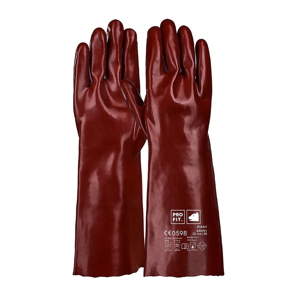 [640751] PVC Chemikalienschutzhandschuhe "Pirat", rotbraun, 40 cm 10