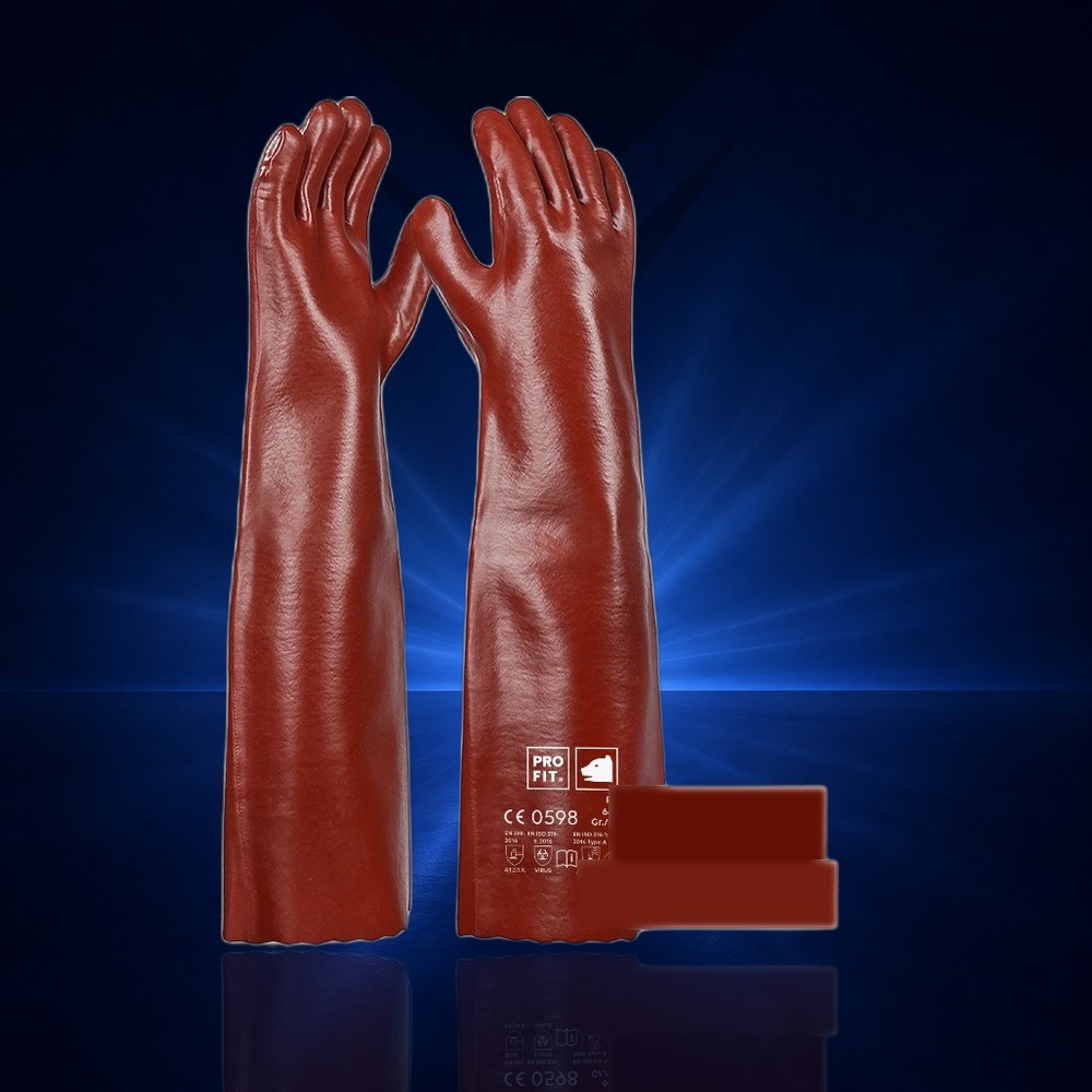 [640951] PVC Chemikalienschutzhandschuhe "Pirat", rotbraun, 58 cm 10