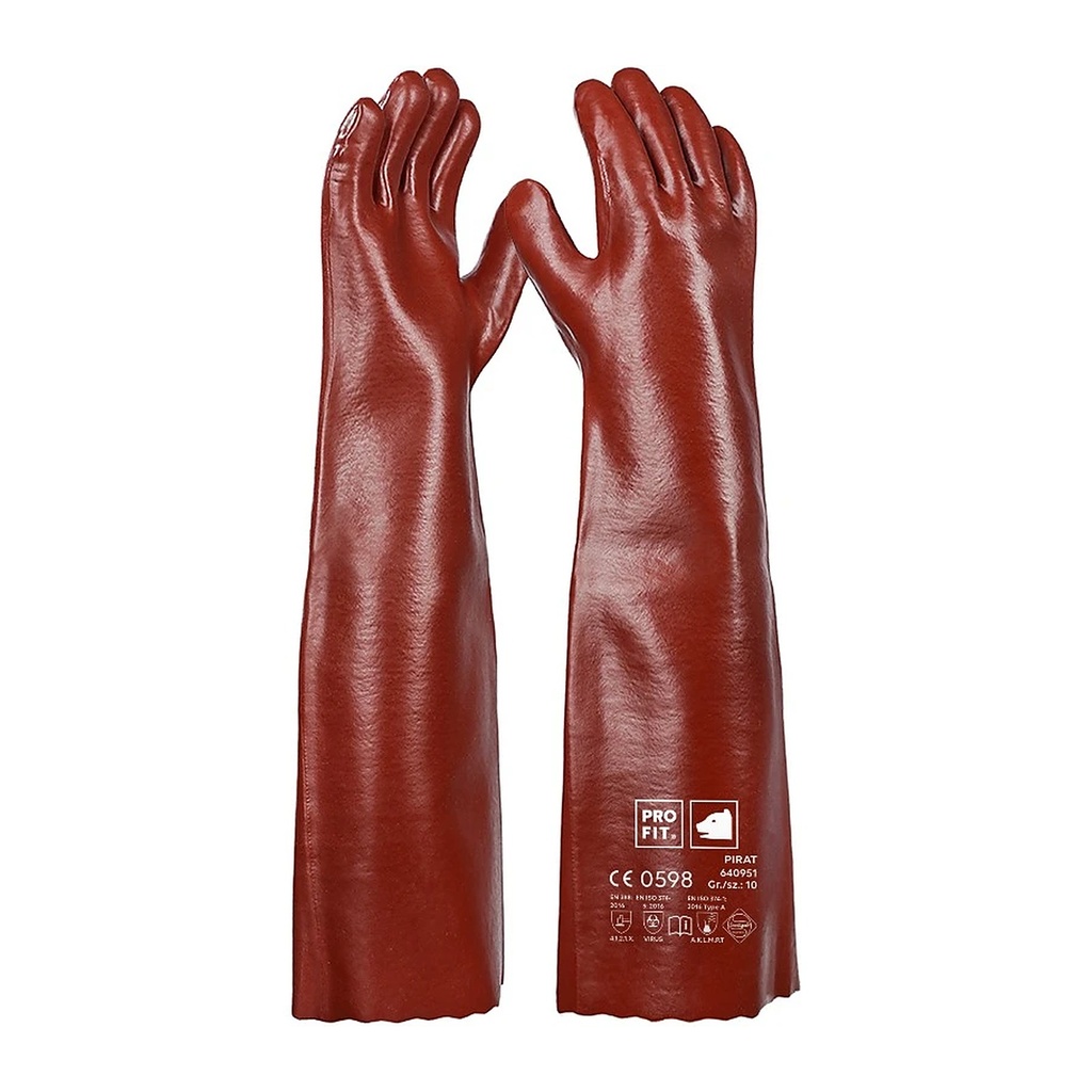 [640951] PVC Chemikalienschutzhandschuhe "Pirat", rotbraun, 58 cm 10