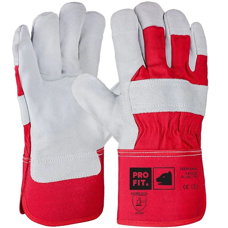 [542223-10] Rindspalt Leder Arbeitshandschuhe, gefüttert, rot 11 (10)