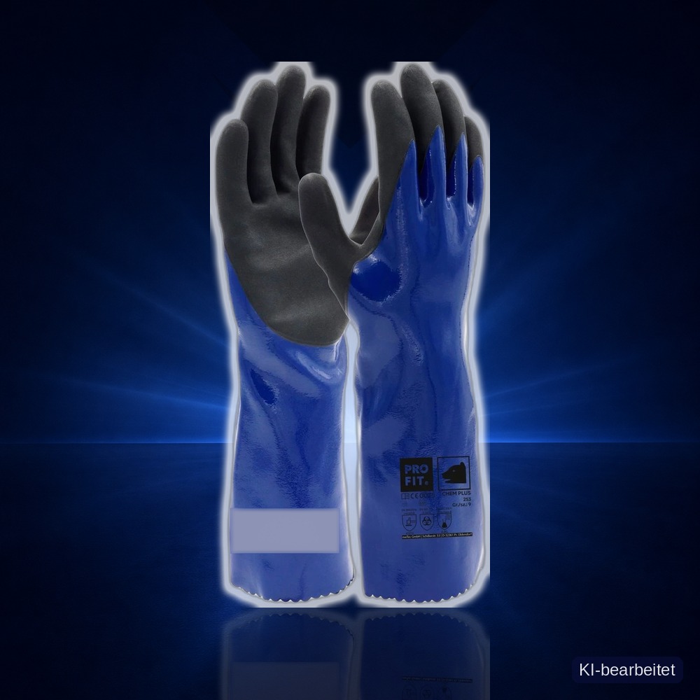 [253-8] Nitril Chemikalienschutzhandschuhe "Chem", 35 cm, blau 10 (8)